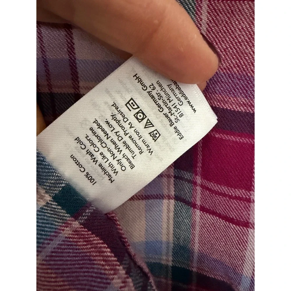 Lucky Brand Women 2XL Plaid Sheer Overlay Button Down Shirt Cotton Pink Burgundy